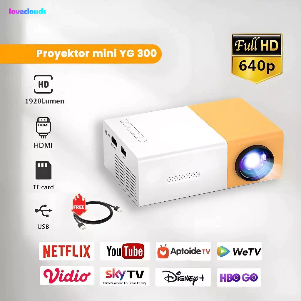 Loveclouds Proyektor mini YG300 Portable Led mini Proyektor hp mini Home Theater Proyektor