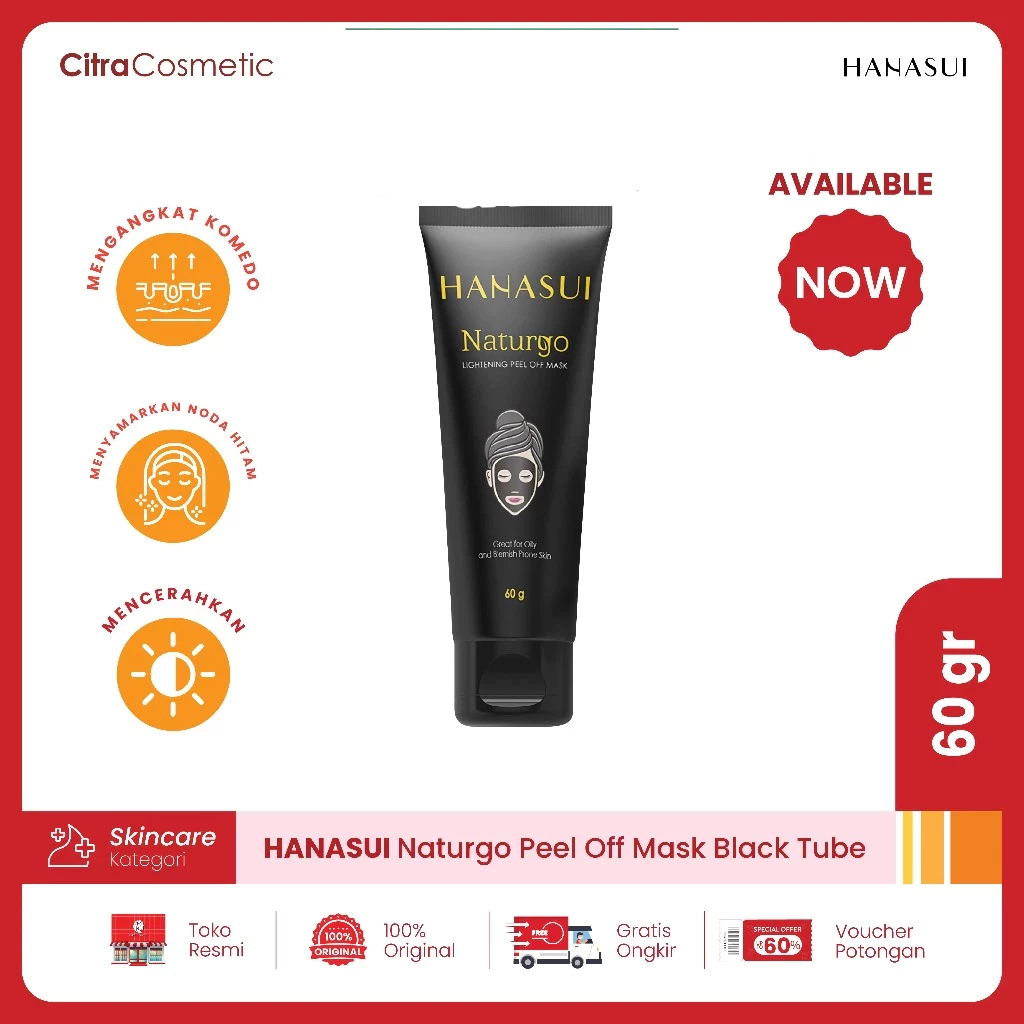 Hanasui Naturgo Peel Off Mask Black Tube