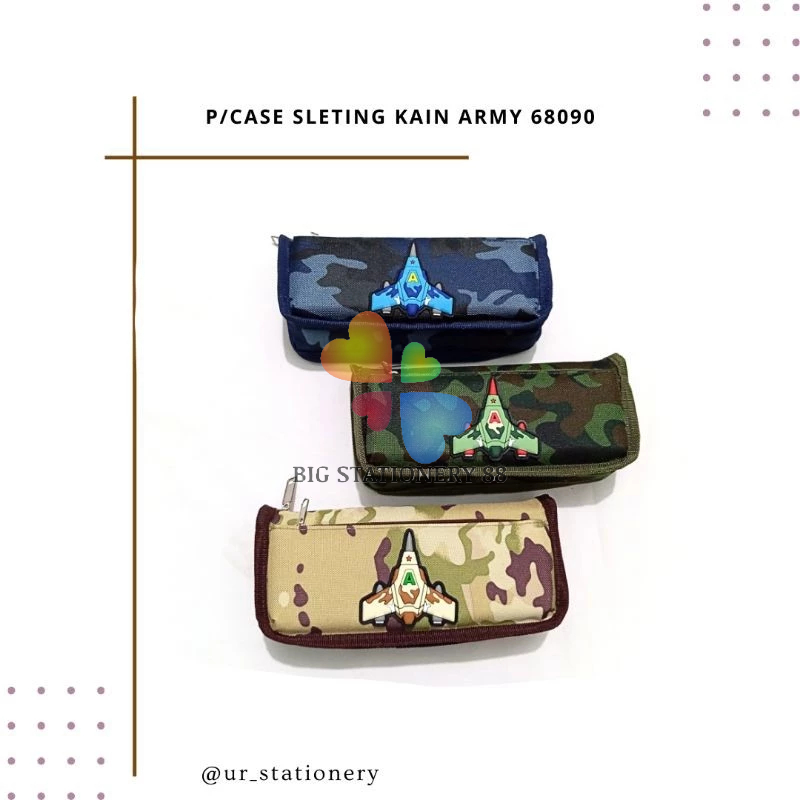 

KOTAK PENSIL/TEMPAT PENSIL SLETING KAIN MOTIF ARMY 68090