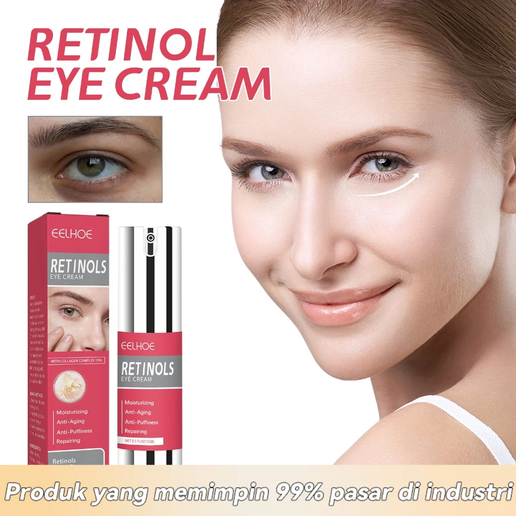 EELHOE Retinol Eye Cream Original 15ml - Krim Mata Penghilang Kerutan, Kantung Mata Hitam, Anti Agin