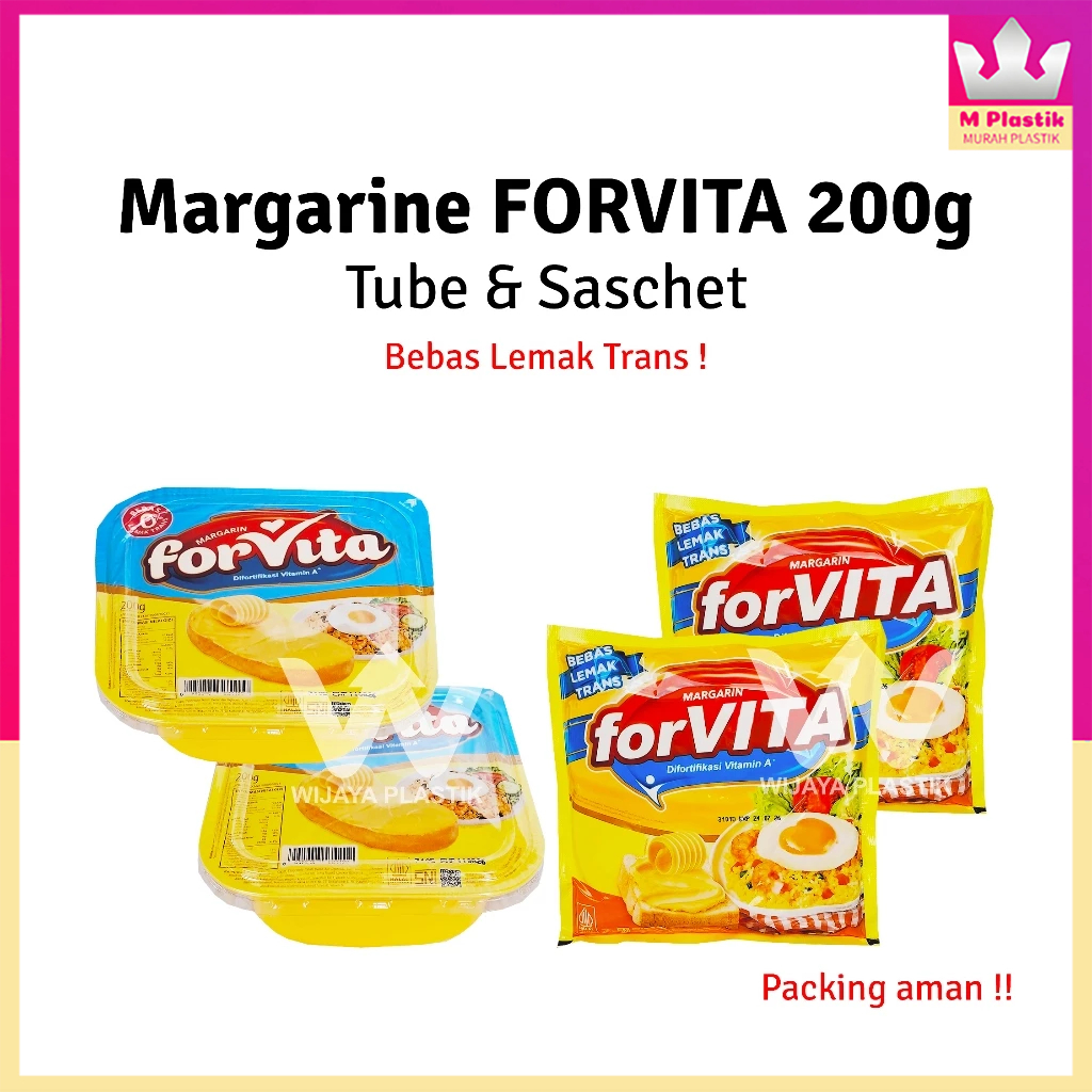 

Aneka Margarin [FORVITA] 200 gr --- Pack | Forvita filma amanda blueband palmia butter repack margarine oles roti kue sachet saset tube lid plastik bebas lemak trans vit A murah ekonomis