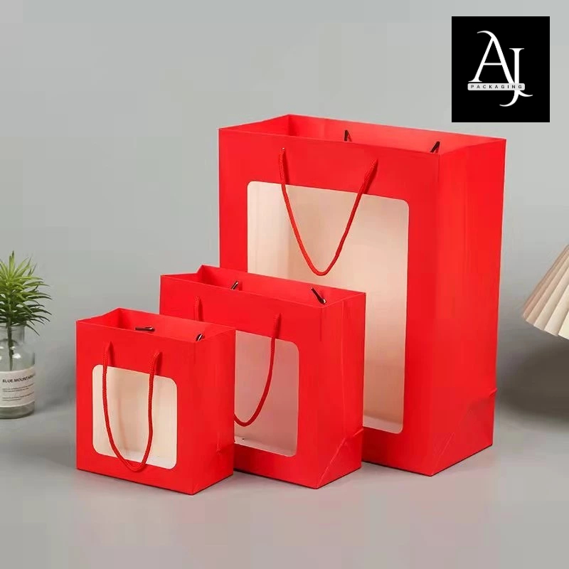 

[Satuan] Paperbag Karton Jendela Mika Merah Tas Baju Dress Kado Hamper Gift Souvenir Goodiebag Mika Merah Shopping Bag