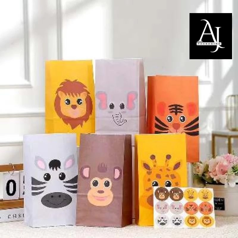 

Kantong kertas kraft paper animal kartun/ Ulang Tahun Anak