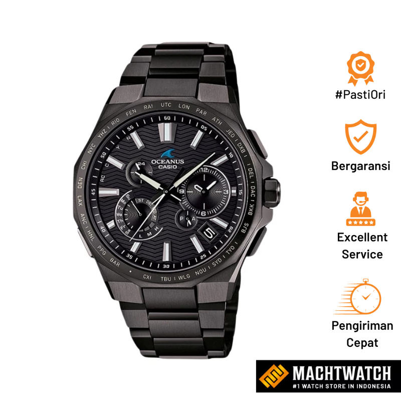 [OKTOBERKAH] Jam Tangan Pria Casio Oceanus OCW-T6000B-1AJF Classic Line Men Black Dial Black Titaniu