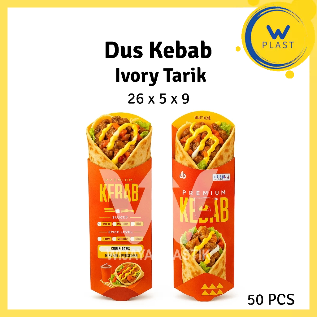 

Kantong Kebab Ivory Tarik Premium --- 50 pcs @Pack | wadah dus kardus kemasan kotak 270 gsm murah ekonomis pack