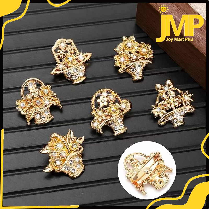 JMP - Bros Hijab 2.5cm Motif Bunga / Pin Hijab Mewah / Bros Pin Dagu Motif Bunga / Pin Jilbab Bunga 
