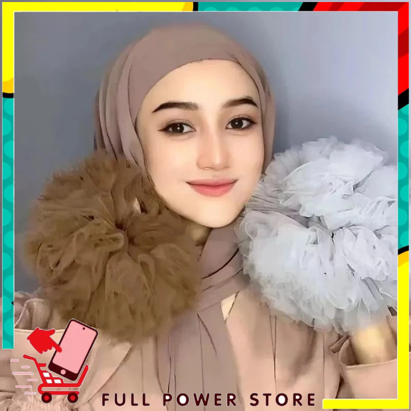 FPS Cepol Hijab Scrunchie Medium Bahan Tile Cepol Hijab Tulle Anti Pusing Ikat Rambut Penambah Volum