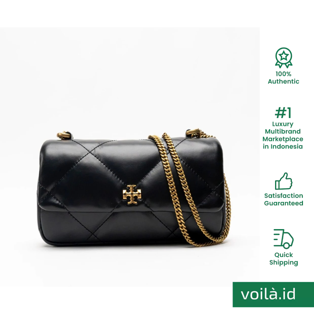 Kira Diamond Quilt Mini Flap Bag Black