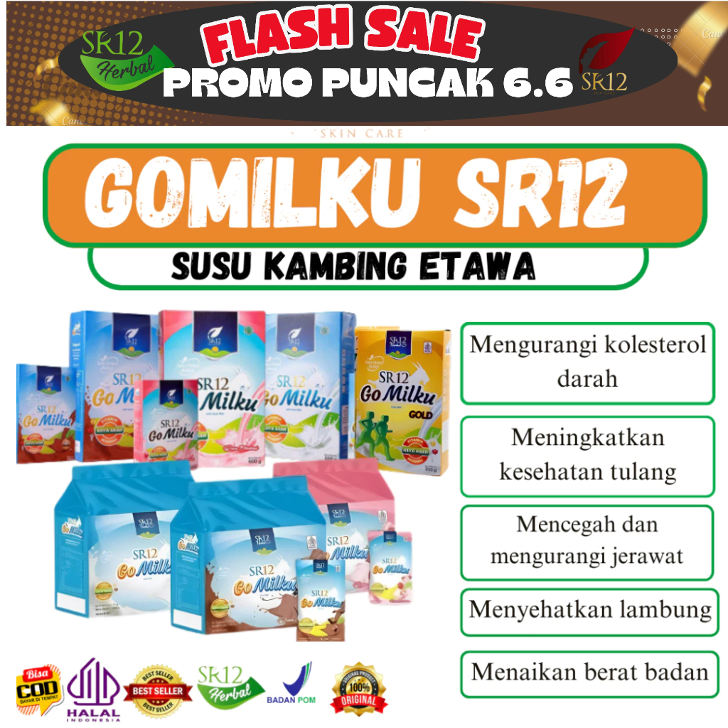 

GOMILKU SR12 SUSU KAMBING / GO MILKU SUSU ETAWA KUALITAS PREMIUM / GOAT MILK BUBUK TANPA GULA BPOM