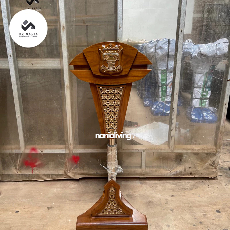 podium pidato jati dan stainless