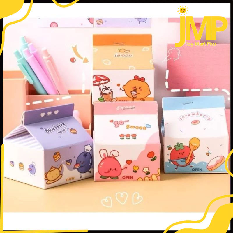 

JMP - Sticky Notes Kemasan Susu Isi 200 Lembar Memo Notes Karakter / Notepad / Sticky Note / Kertas Memo Bentuk Kotak Susu