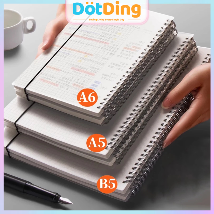 

[DOTDING] Buku Catatan Koil Transparan B5/A5/A6 - Desain Bisnis Minimalis & Cover Anti Sobek untuk Perlengkapan Kantor Sekolah/B5 A5 A6 Coil Notebook PP Frosted Cover Minimalist Thickened Grid Blank Journal H237