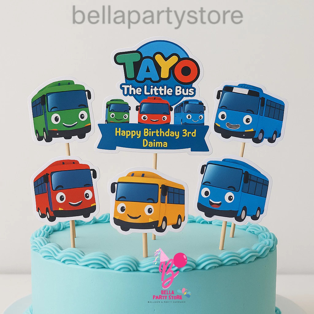 topper cake hiasan kue ulang tahun thema karakter tayo custom nama