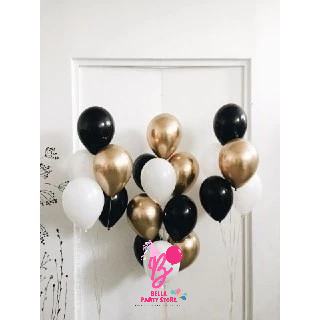 paket balon mix 26 pcs hitam putih gold | paket dekorasi balon