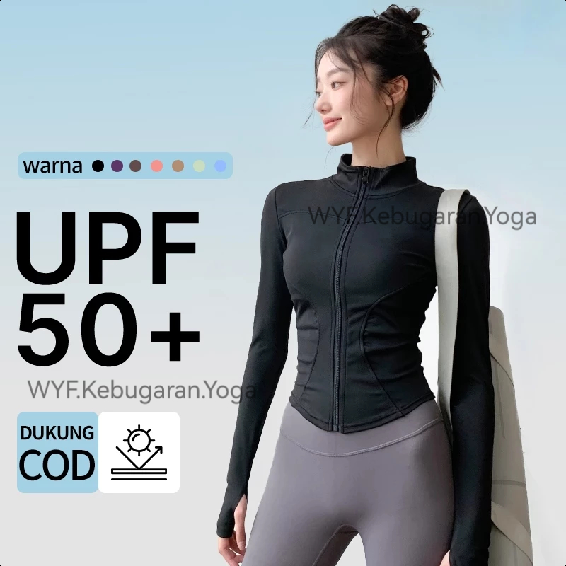Jaket Anti Uv Baju Olahraga Wanita Lengan Panjang Baju Gym Wanita Sport Upf50+