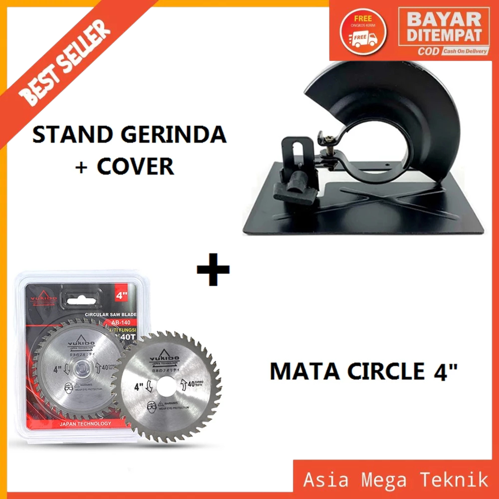 BISA COD  Stand Holder Dudukan Gurinda Tangan Gerinda Plus Cover Free mata Circular saw 4"