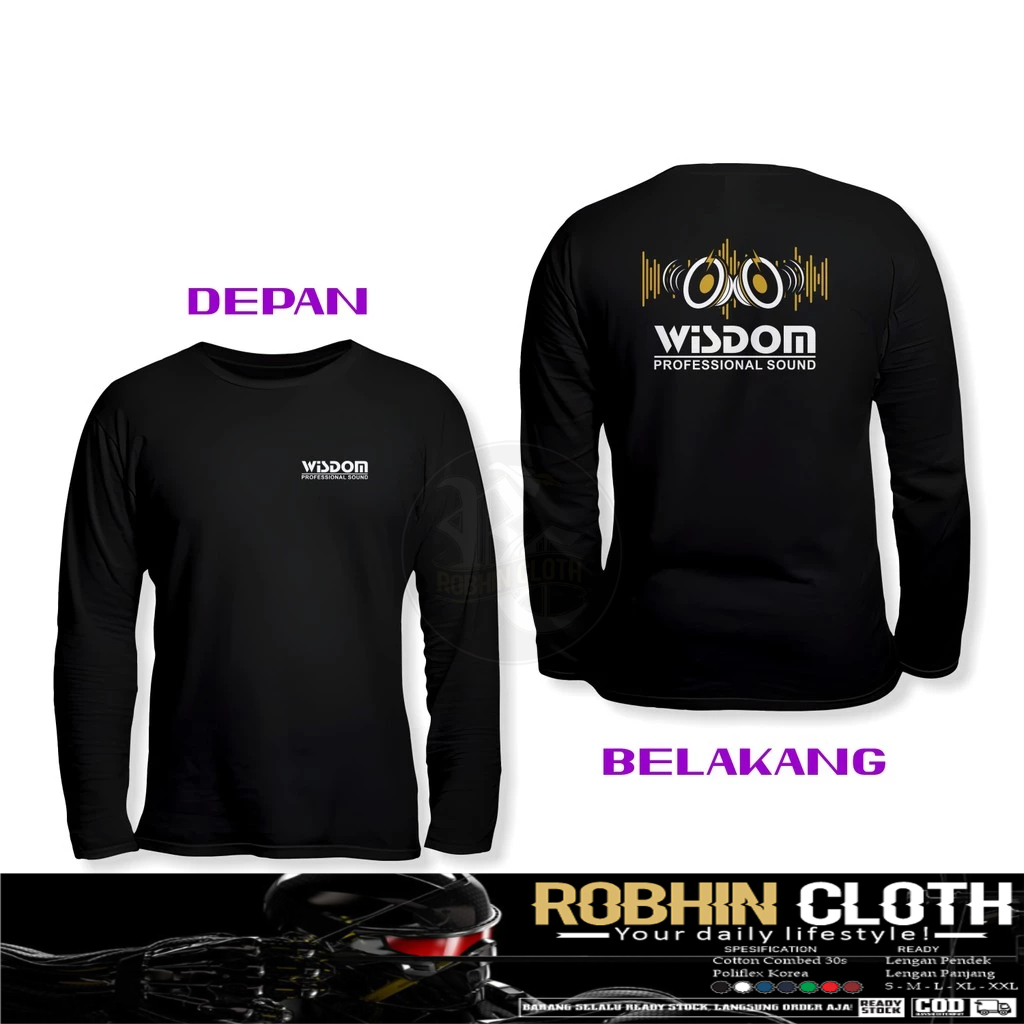 Kaos Baju Wisdom Sound DB Lengan Panjang Kaos Distro