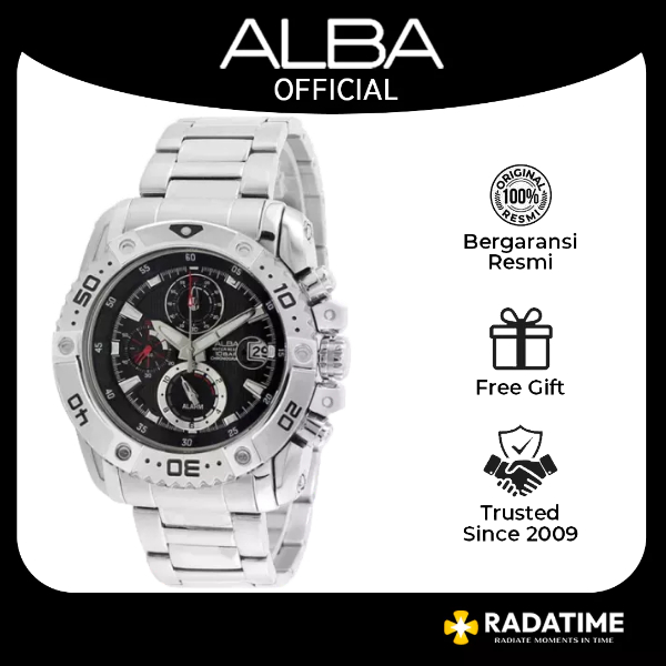 Jam Tangan Pria Alba Original Stainless Steel Silver Sport Garansi AF3E71 X1