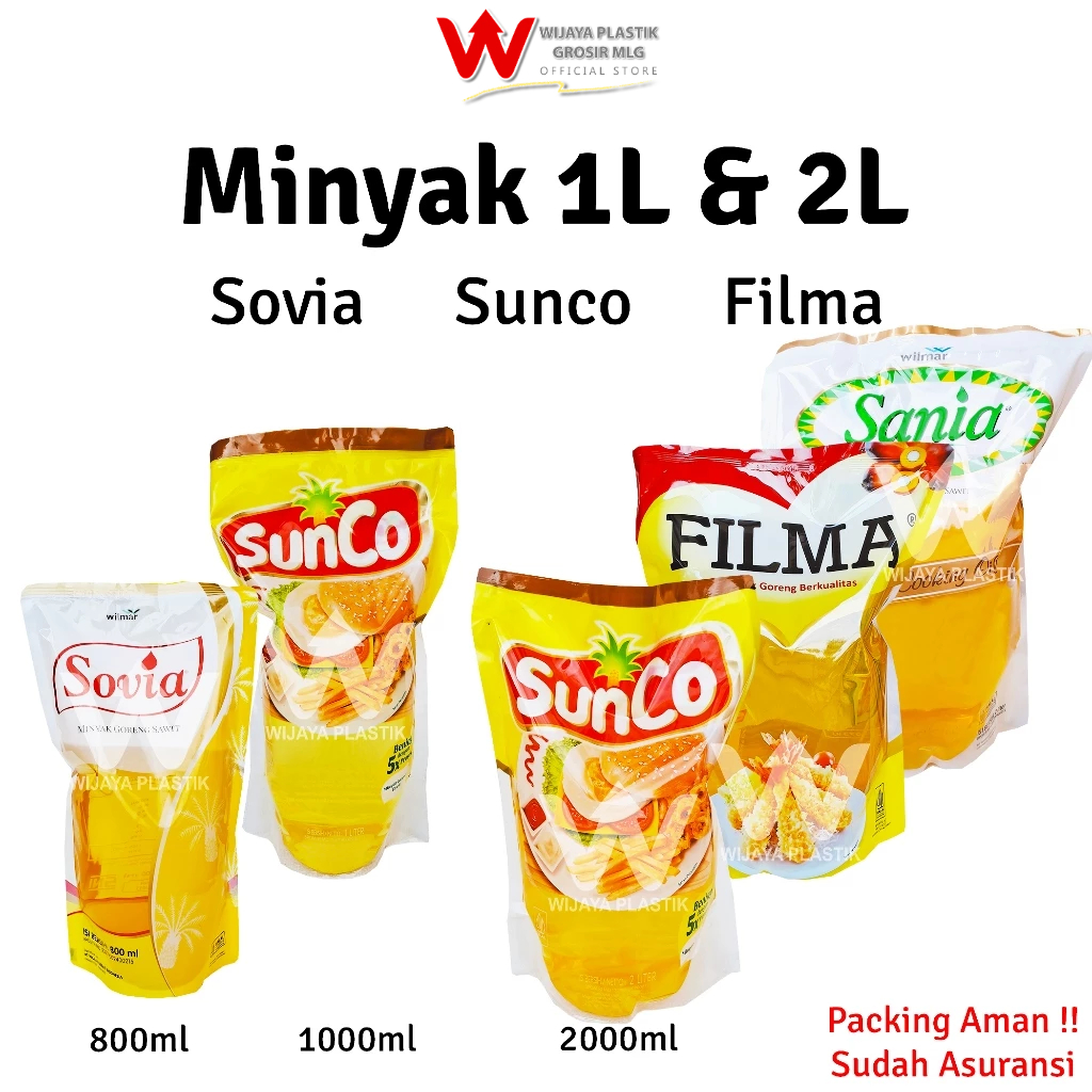 

[PROMO] Minyak [SOVIA SUNCO FILMA SANIA] 1L & 2L --- @Pack | 1 2 liter lt L sovia 800 ml sunco filma sania bening goreng kelapa sawit murah wilmar Pack