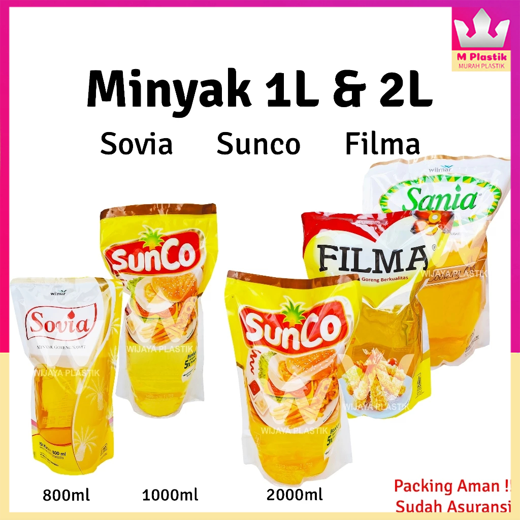 

Minyak [SOVIA SUNCO FILMA SANIA] 1L & 2L --- @Pack | 1 2 liter lt L sovia 800 ml sunco filma sania bening goreng kelapa sawit murah wilmar Pack