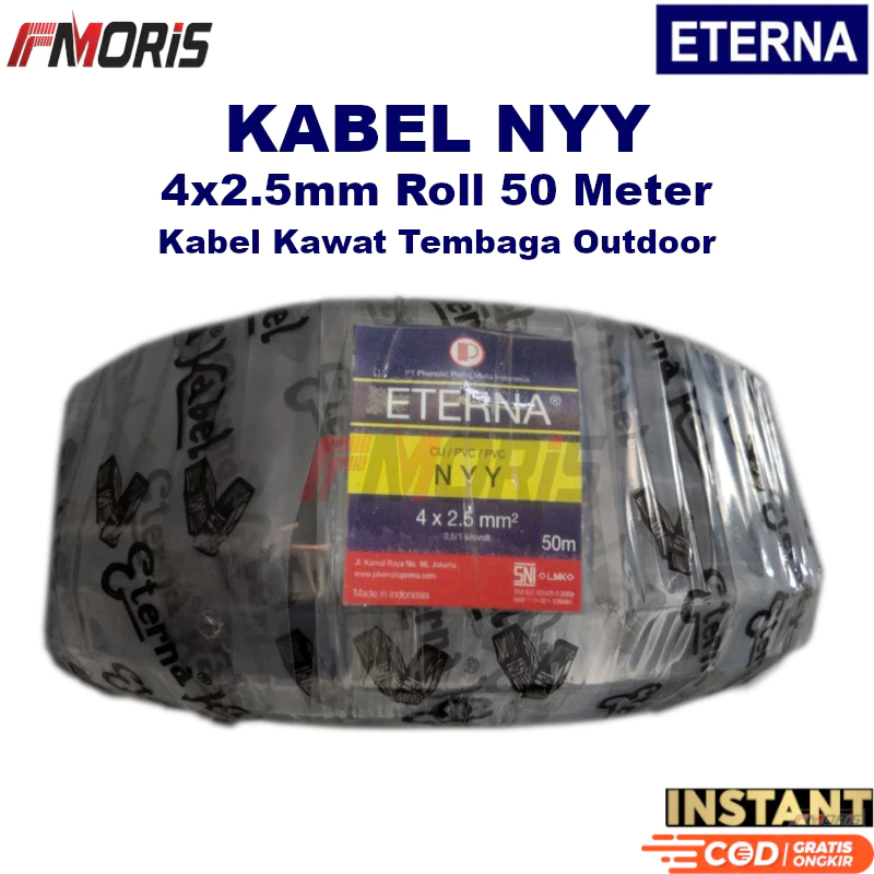 ETERNA Kabel Listrik  OUTDOOR NYY Roll 50 Meter 0.6/1kV Tembaga Original