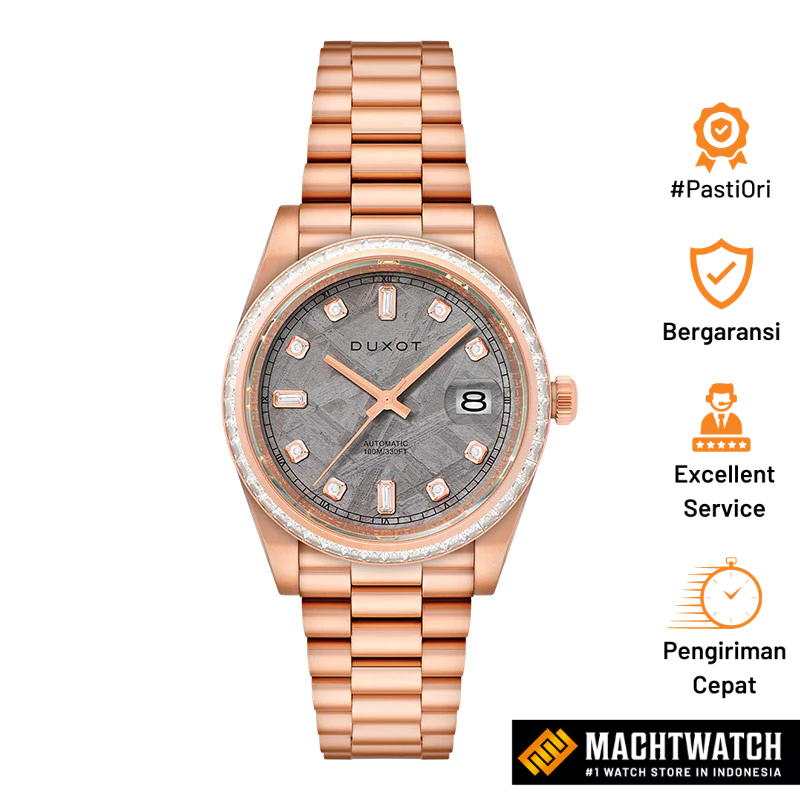 Jam Tangan Pria DUXOT Serenata DX-2058-AA Automatic Meteorite Grey Dial Rose Gold St. Steel Strap Li