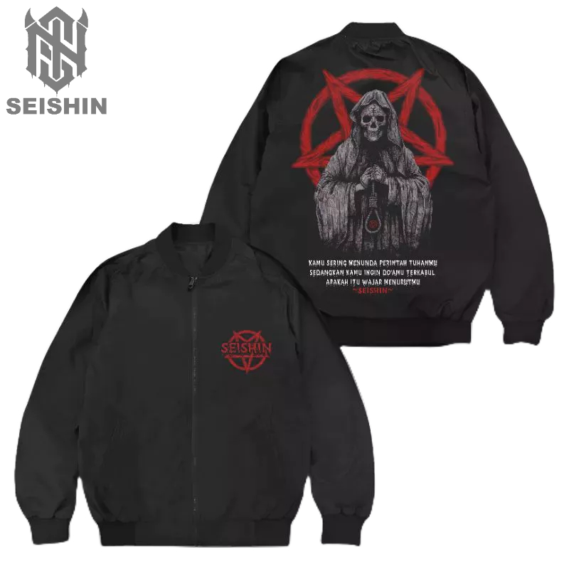 Seishin Bomber Satanic kamu sering menunda perintah tuhanmu black jacket
