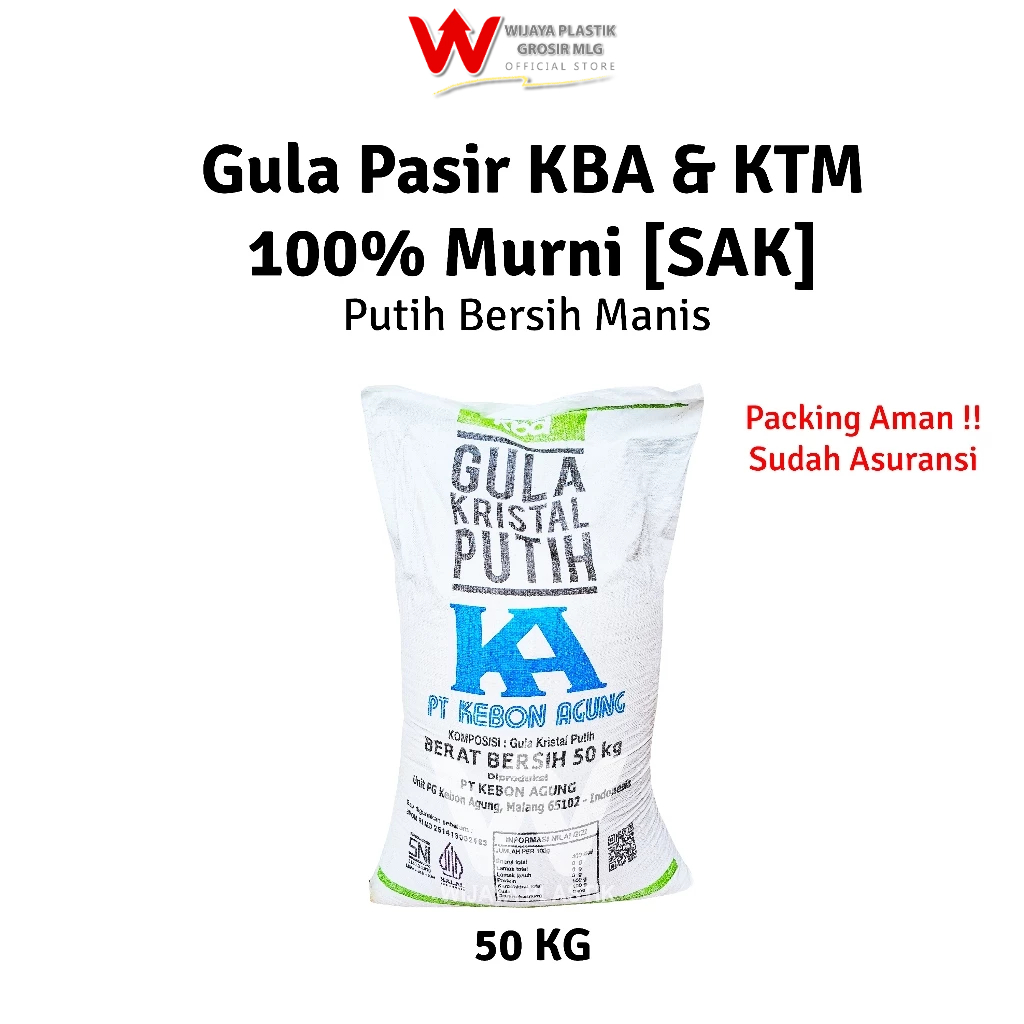 

[GROSIR 1 SAK] Gula Pasir 20 24 50 KG @SAK DUS | KBA KTM lokal murni manis 100% Asli & Putih Bersih kiloan murah ekonomis premium packing aman asuransi 1 karung
