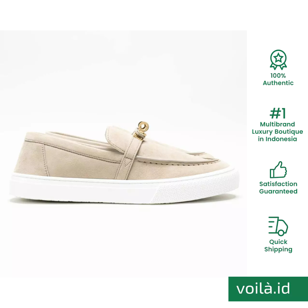 Game Suede Goatskin Slip-On Loafers Beige Esquisse Pbhw