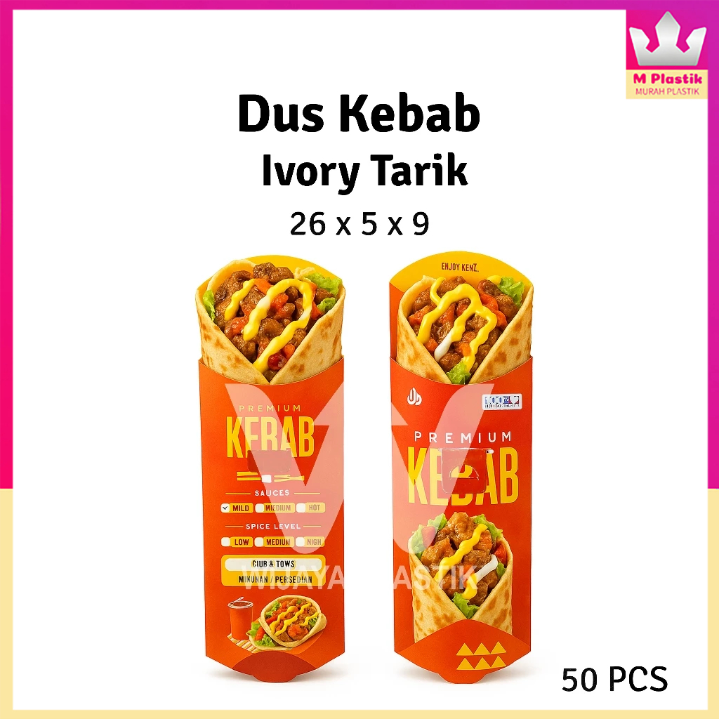 

Kantong Kebab Ivory Tarik Premium --- 50 pcs @Pack | wadah dus kardus kemasan kotak 270 gsm murah ekonomis pack