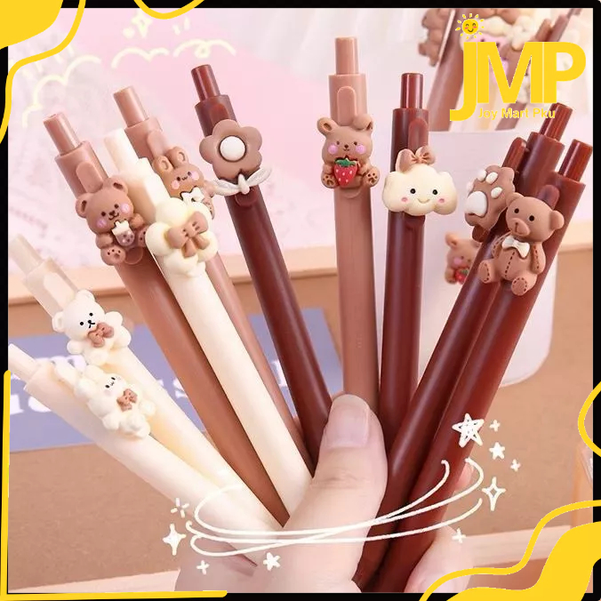 

JMP - Pena Cetekan Karakter Bear Pita Lucu Pulpen Tinta Gel Cair Hitam Motif Beruang Unik Alat Tulis Sekolah Kantor Stationary