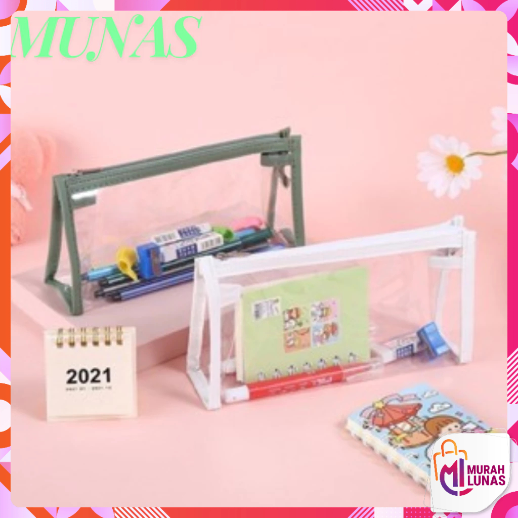

MUNAS Kotak Pensil Transparan Multifungsi Minimalis Tempat Pensil Bening Kapasitas Besar Tas Penyimpanan Transparan Warna tas Makeup Mini Pouch Pencil Case Stationery Serbaguna Aesthetic