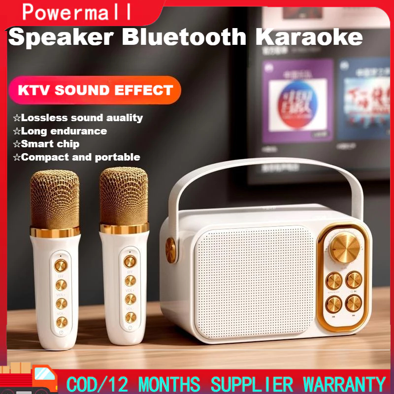 Microphone Speaker Bluetooth Karaoke Set/2 Microphone Portable Wireless Mini Speaker Outdoor/KTV Kar
