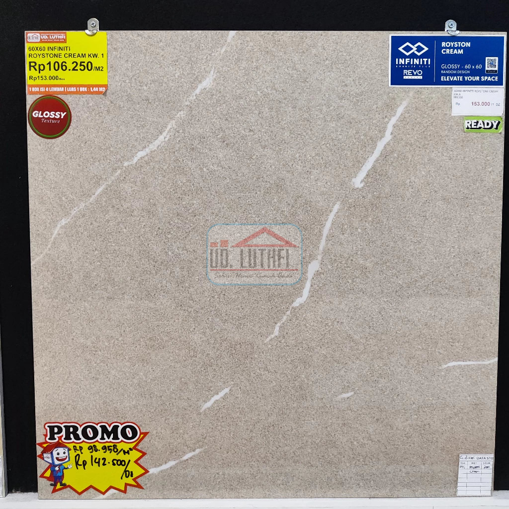 Granit Lantai Halus Glazed Polish 60x60 Infiniti Roystone Cream - Granit Motif Marmer Jepara