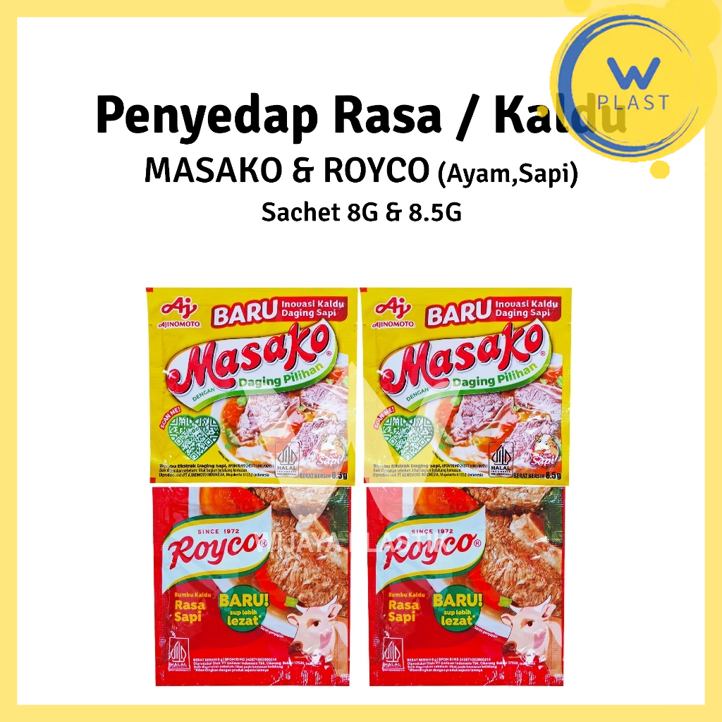 

Kaldu Ayam & Sapi Sachet [ROYCO MASAKO] --- 8 gram @PCS | bumbu penyedap rasa micin msg halal ekonomis murah pcs