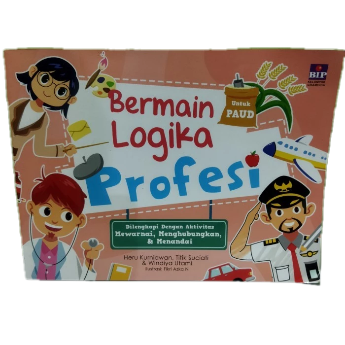 buku anak untuk Paud bermain logika profesi 52 halaman berwarna