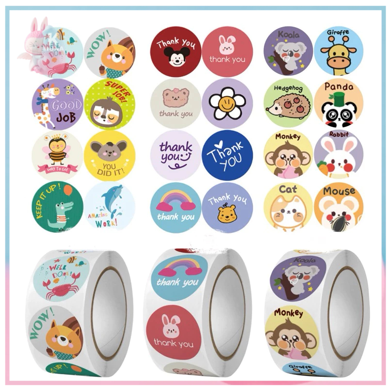 

KNUNA Stiker 500 Pcs Label Sticker Thank You 2.5cm ST001