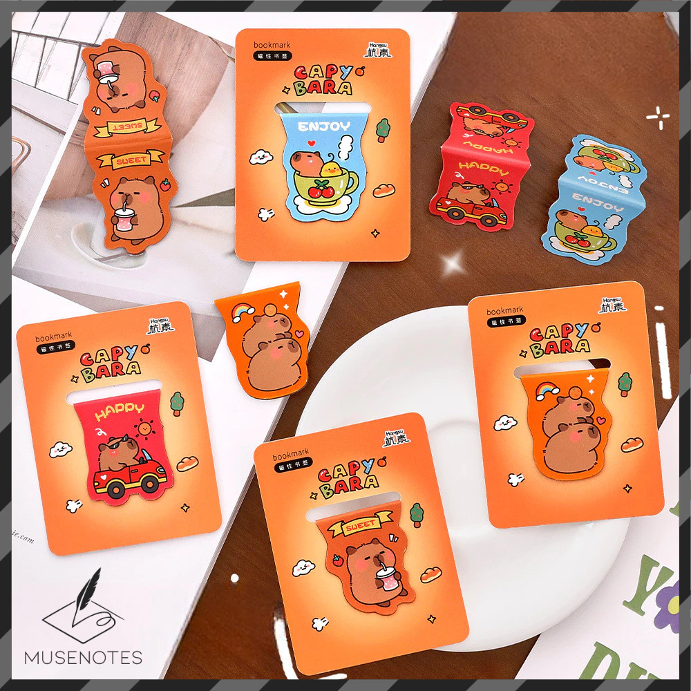 

MUSES Pembatas Buku Magnet Capybara Colorful Karakter Kapibara Kartun Magnetic Bookmark A-PB003