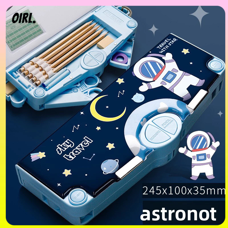 

(READY&ORI) Kotak Pensil Multifungsi Motif Kartun Anak Laki-laki dengan Kompartemen Kancing Kunci untuk Siswa Sekolah Dasar