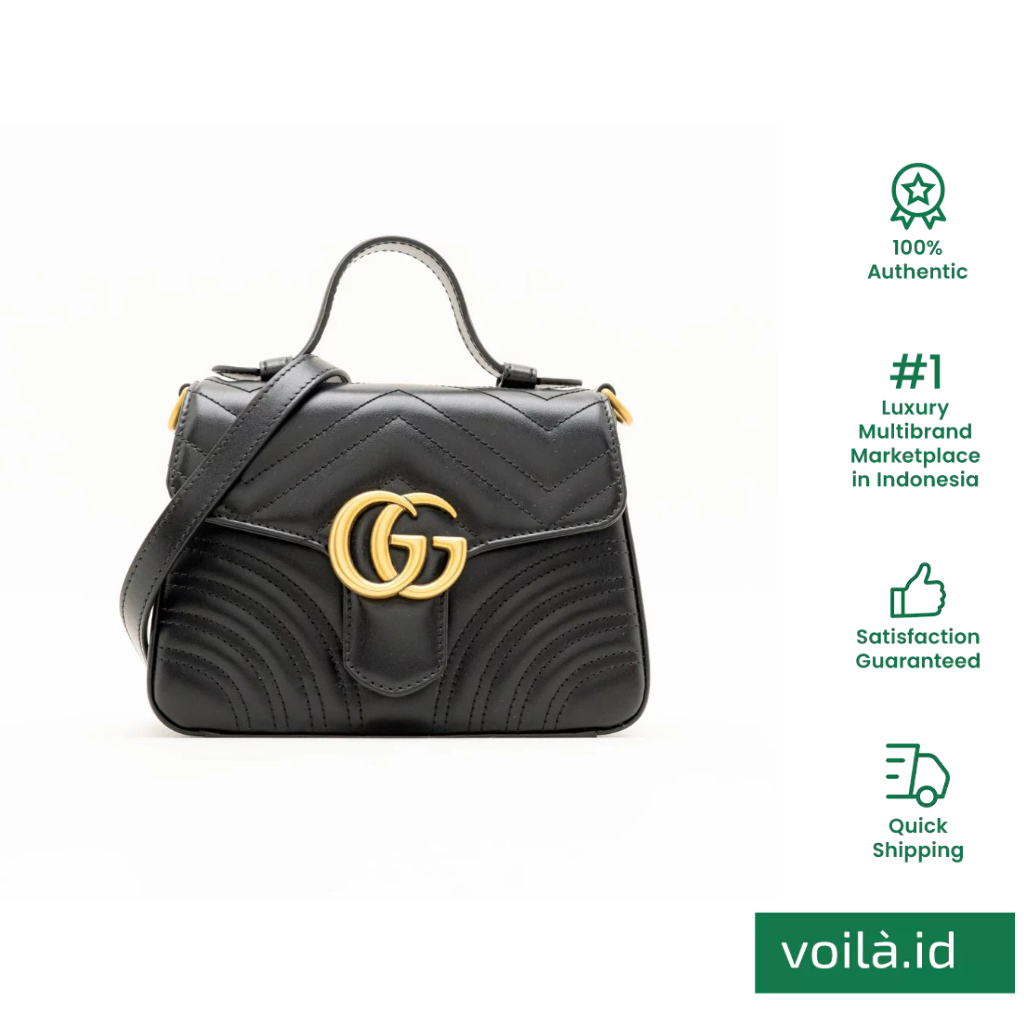 GG Marmont Small Top Handle Bag Black Ghw