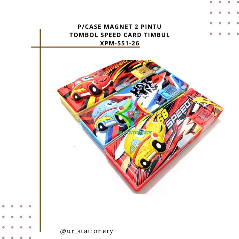 KOTAK PENSIL/TEMPAT PENSIL MAGNET SPEED CARS TIMBUL XPM-551-26