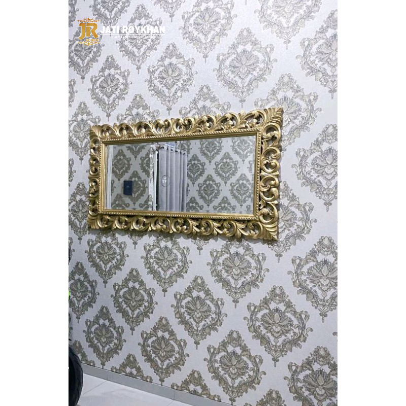 Pigura cermin ukir jepara emas putih silver