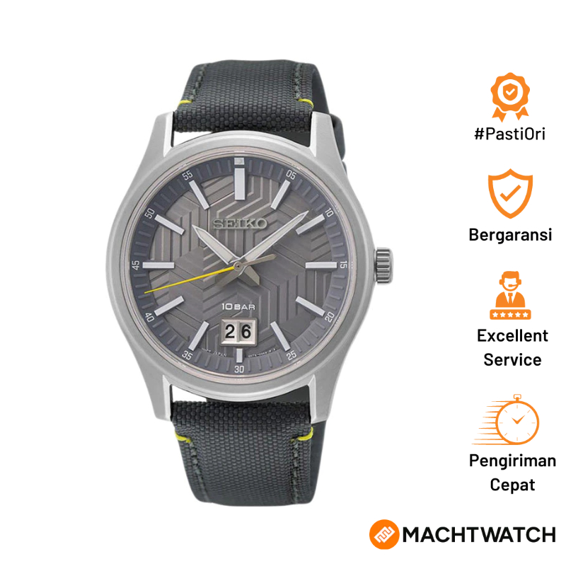 Jam Tangan Pria Seiko Classic SUR543P1 Men Grey Dial Grey Nylon Strap