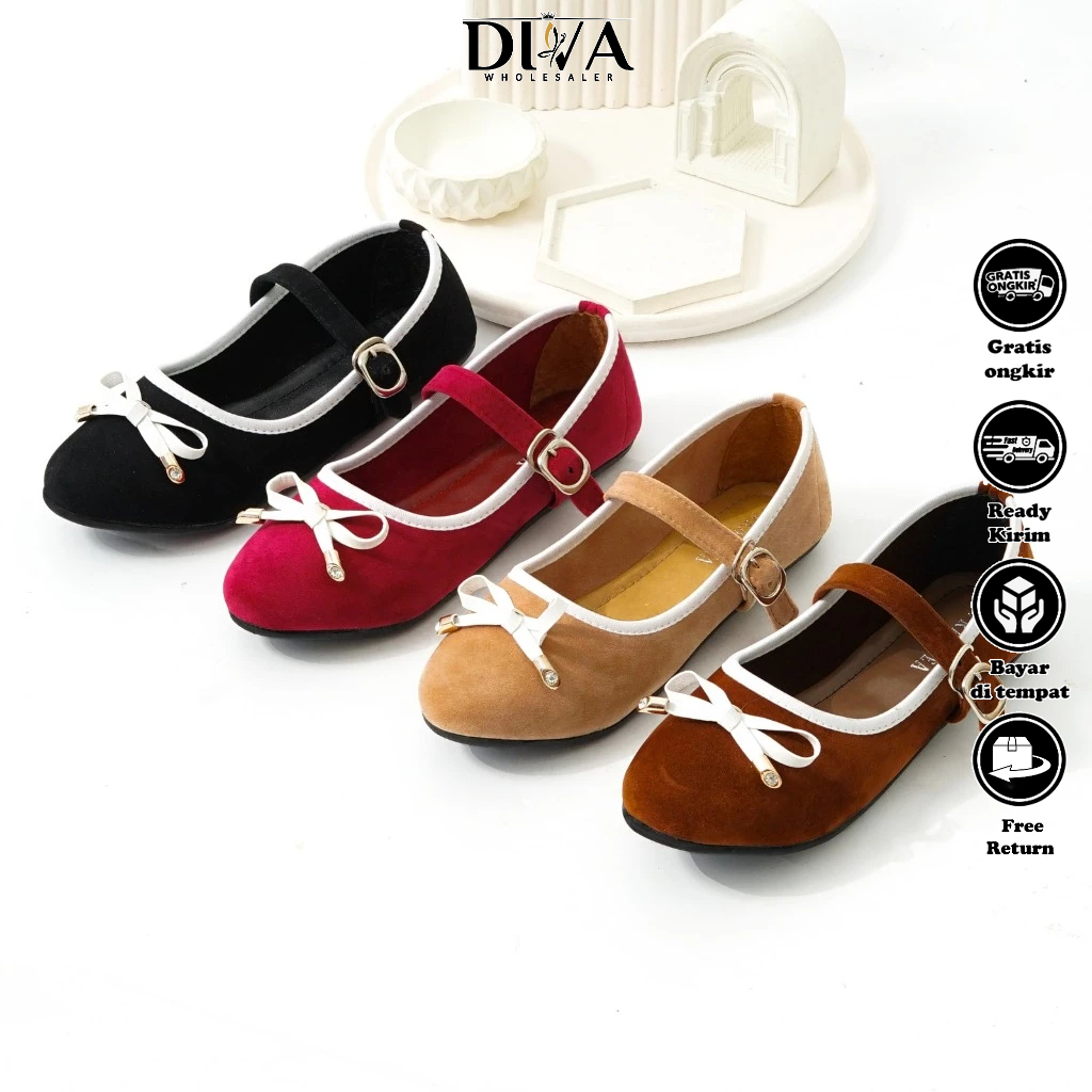 Sepatu Balet Flatshoes Wanita Kasual Elegan Sol karet Murah Kekinian Korean Style LT 33