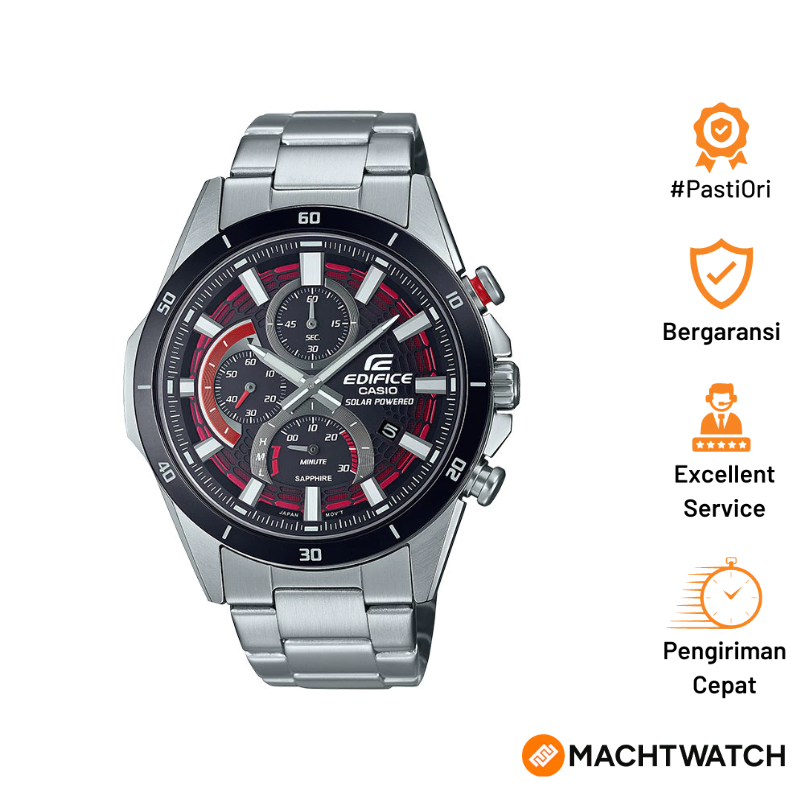 [PESTA HALILINTAR] Jam Tangan Pria Casio Edifice EFS-S610DB-1AVUDF Chronograph Slim Red Line Black D