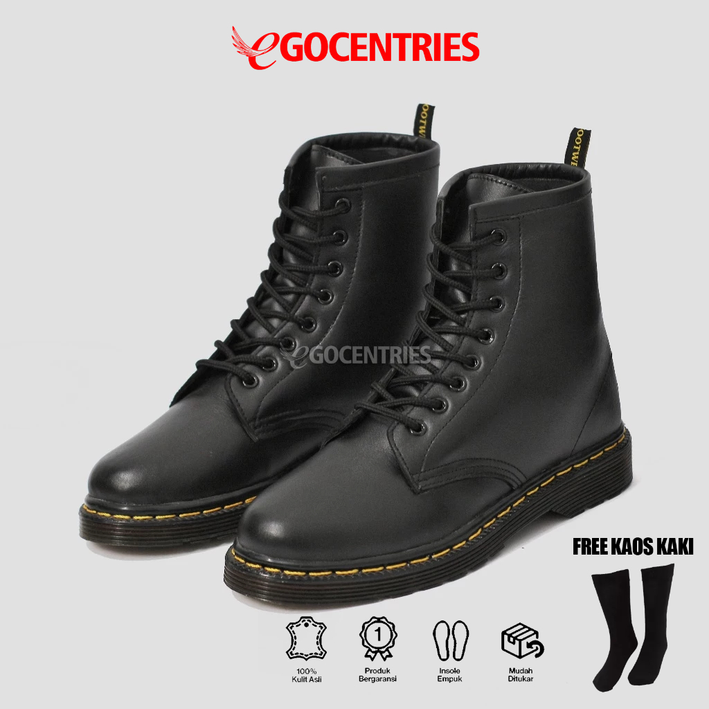 Faso - Sepatu Boots Docmart Tinggi Pria 8 hole Kulit Asli