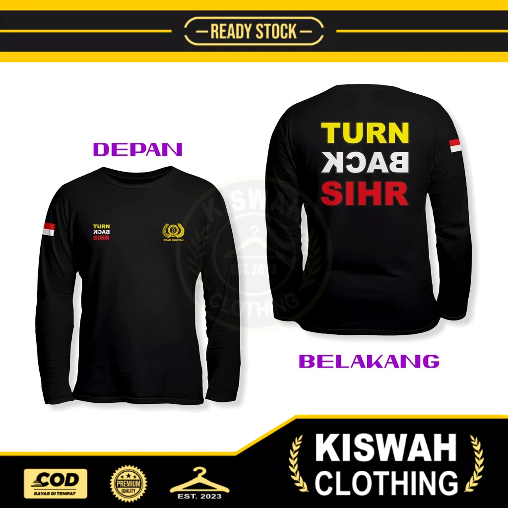 Kaos Tshirt JRA Jam'iyyah Ruqyah Aswaja Turn Back Sihr DB Lengan Panjang Kaos Distro