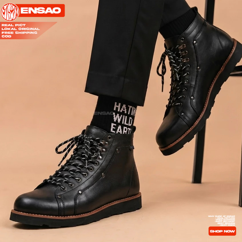 IGOR - Sepatu Boots Casual Pria Hitam Sol Tebal Anti Slip Nyaman Harian