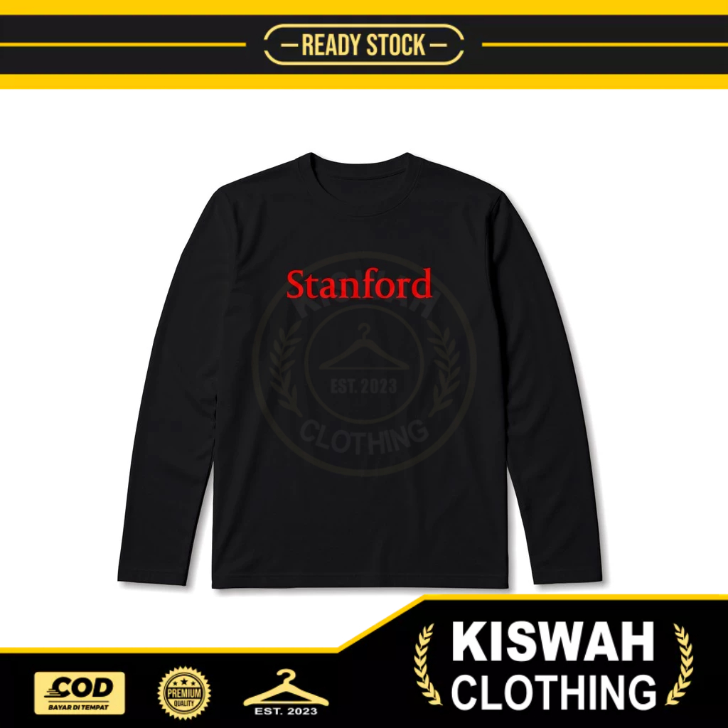Kaos Tshirt Stanford University Universitas Stanford Logo Lengan Panjang Kaos Distro