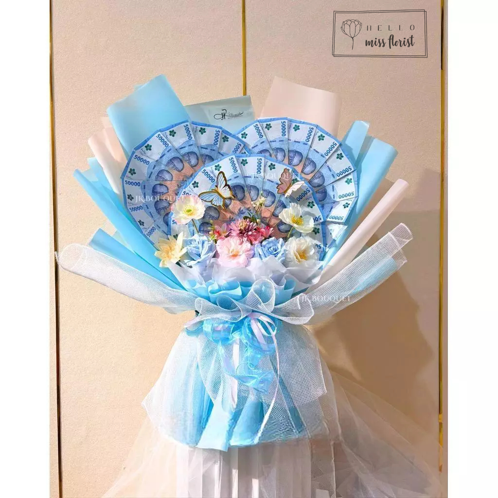 [hello.missflorist] [BISA KIRIM HARI INI] BU / Windblow Money Bouquet pecahan 30 lembar / buket uang